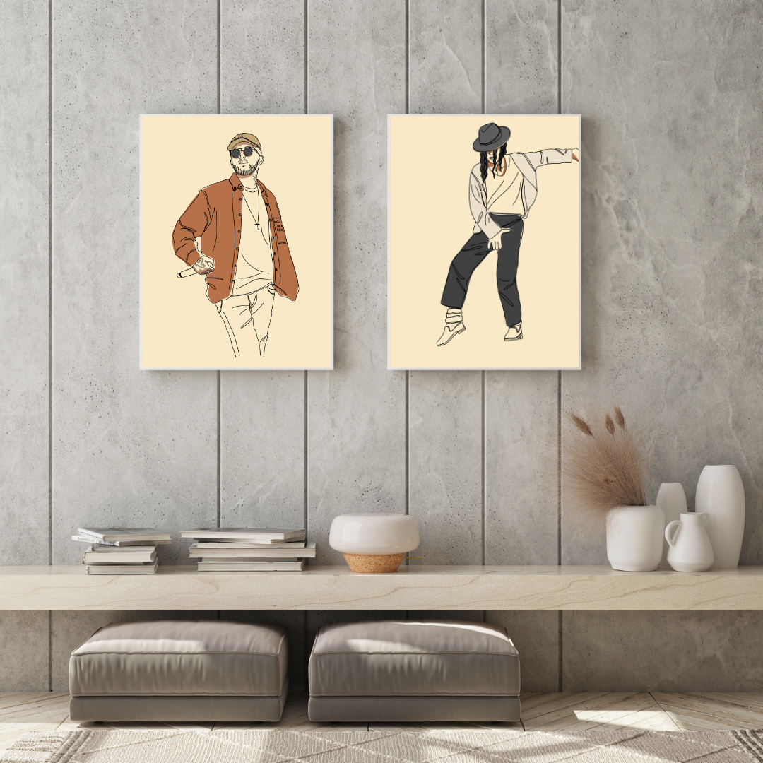 mockup of mac miller and michael Jackson wall art