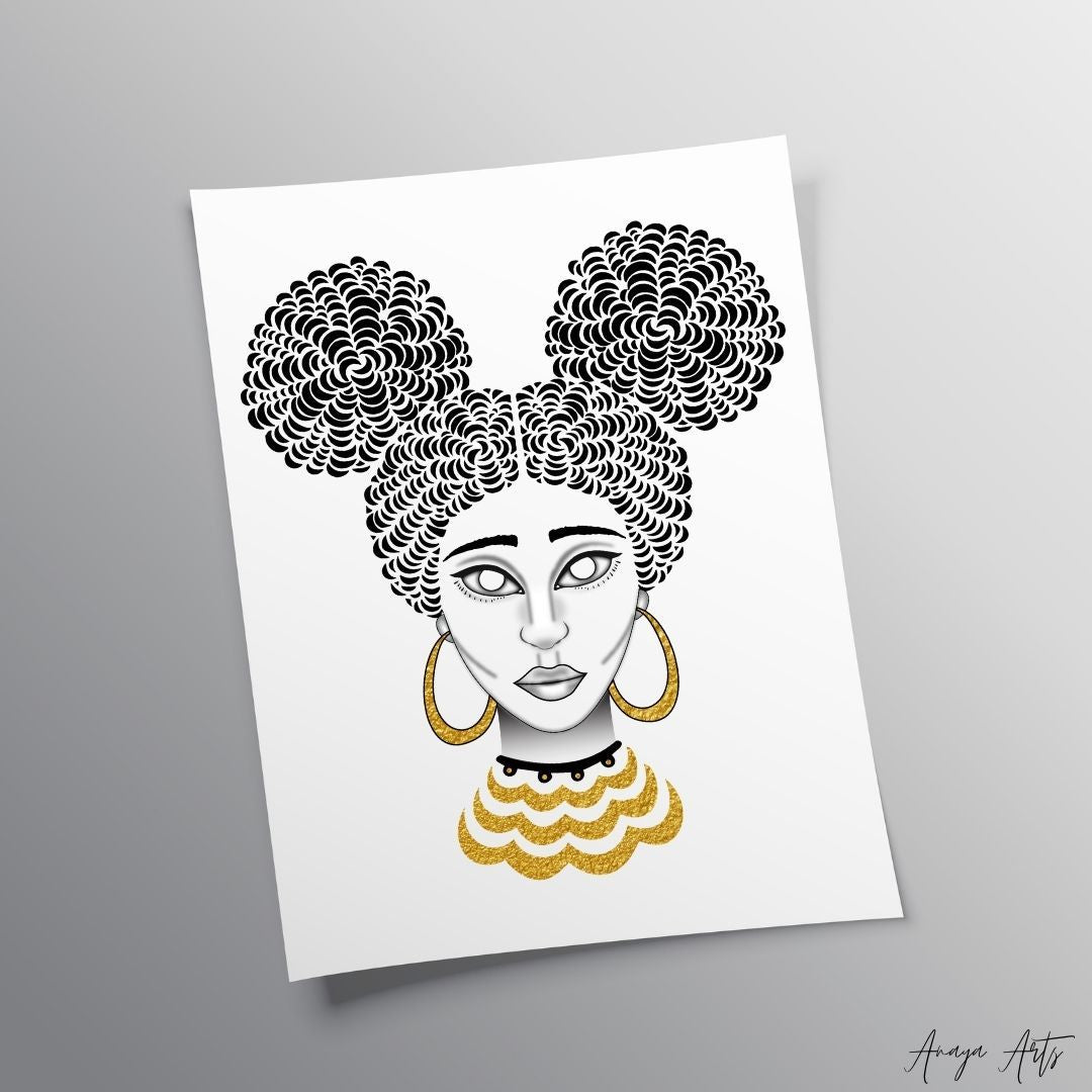 Afro Puffs. - Wall Art by Anaya Arts