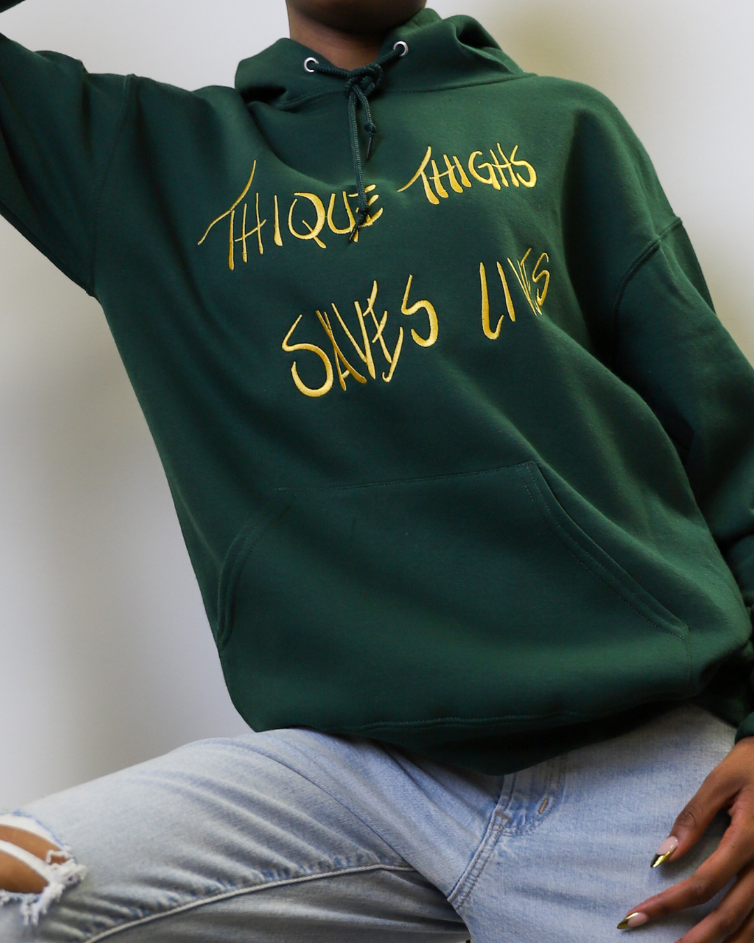 Thick Thighs Embroidered Hoodie