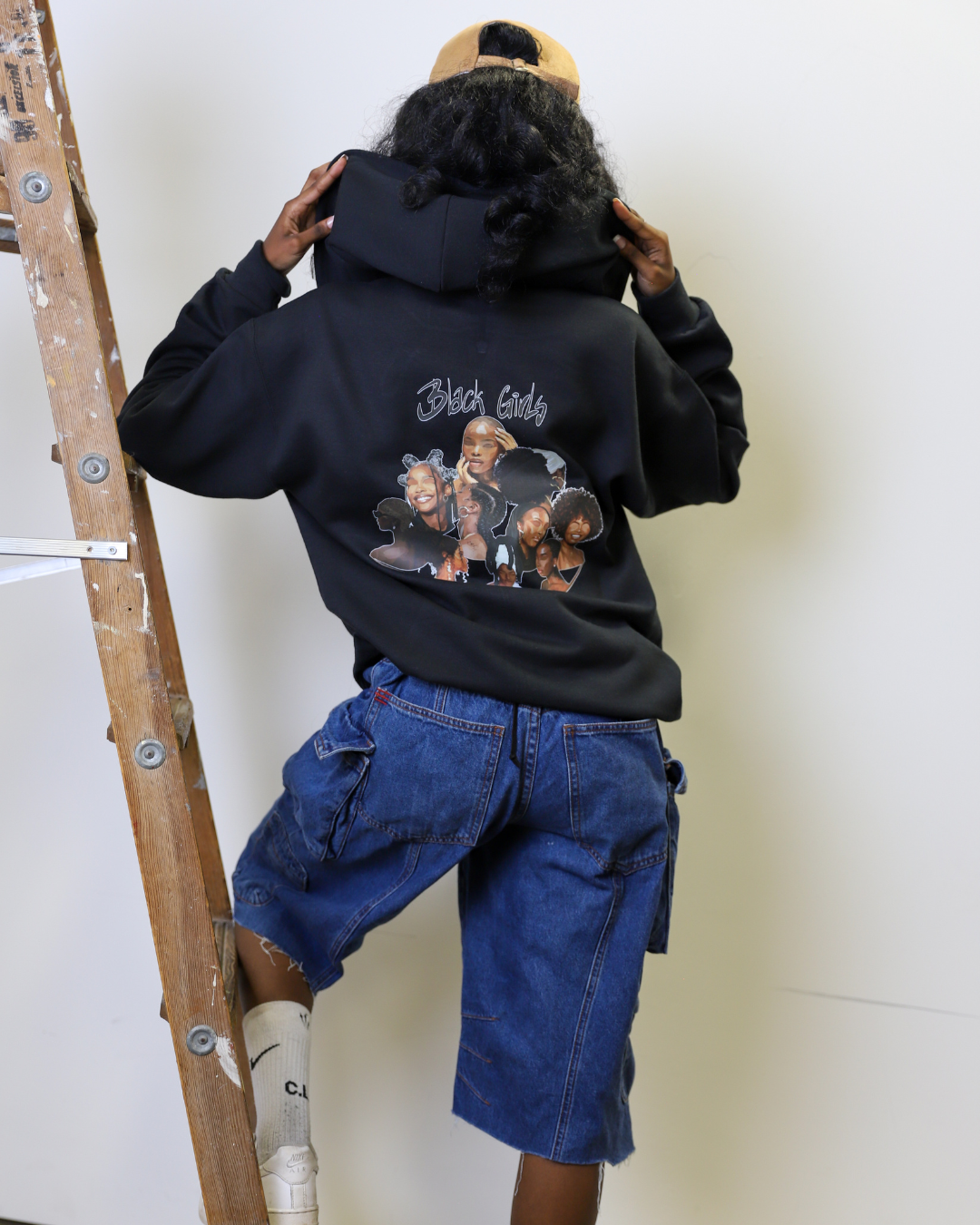 Black Girls Embroidered Zip Hoodie