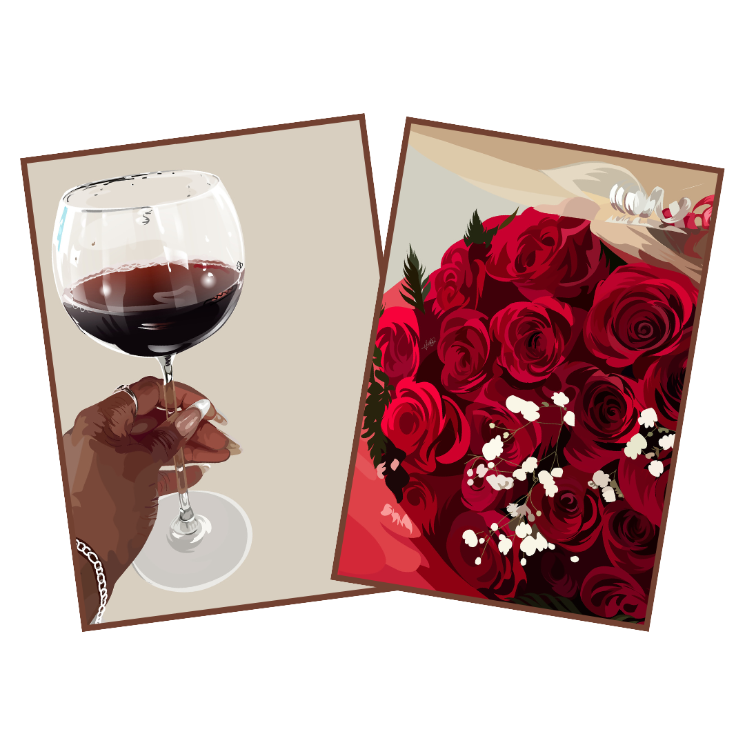 Art Bundle : Red Wine + Red Roses